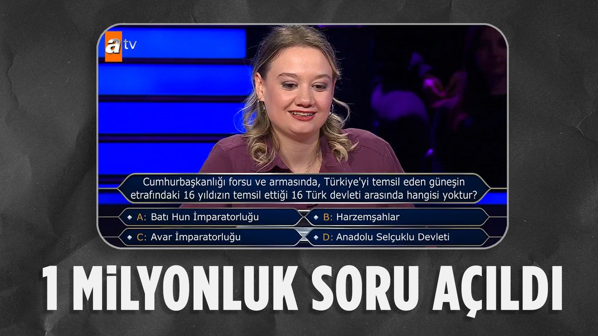 İşte Kim Milyoner Olmak İster’deki 1 milyon TL’lik soru açıldı